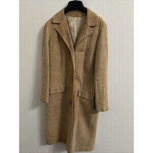 Women’s Camel Suede Trench Coat, Unbranded, No Tag